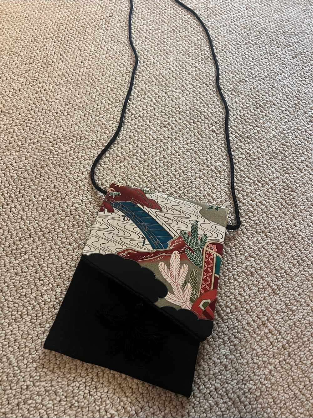 Made from a Kimono Black & Multicolor Women’s Crossbody Bag